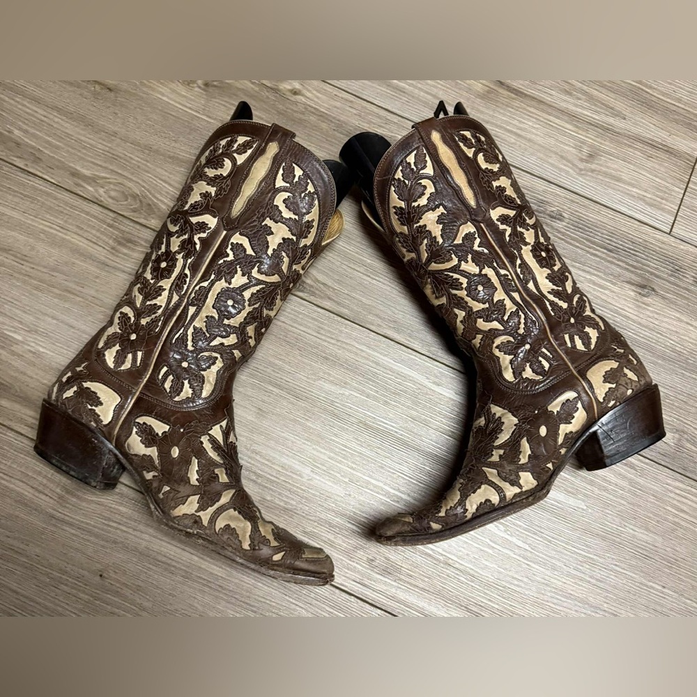 Brown and Cream Charlie 1 Horse Western Cowboy Boots - Picture 1 of 10